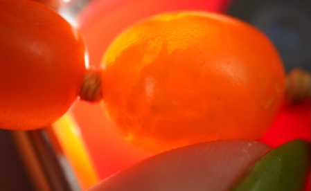 An amber bead necklace